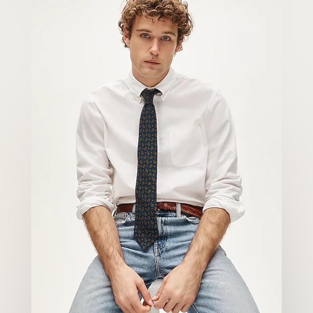 NEW Slim Secret Wash Organic Cotton White Poplin Shirt, Size XXL
